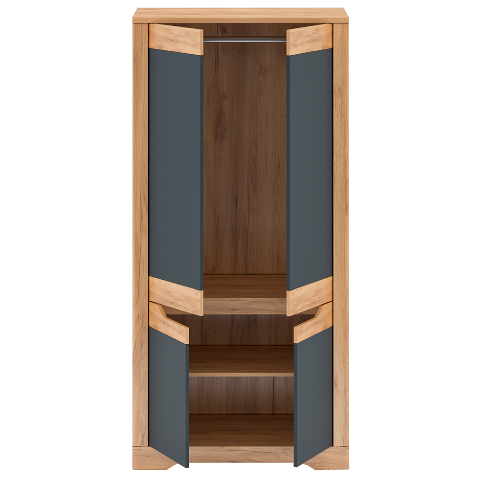 Věšáková skříň Q, dub craft zlatý/grafit šedá, FIDEL