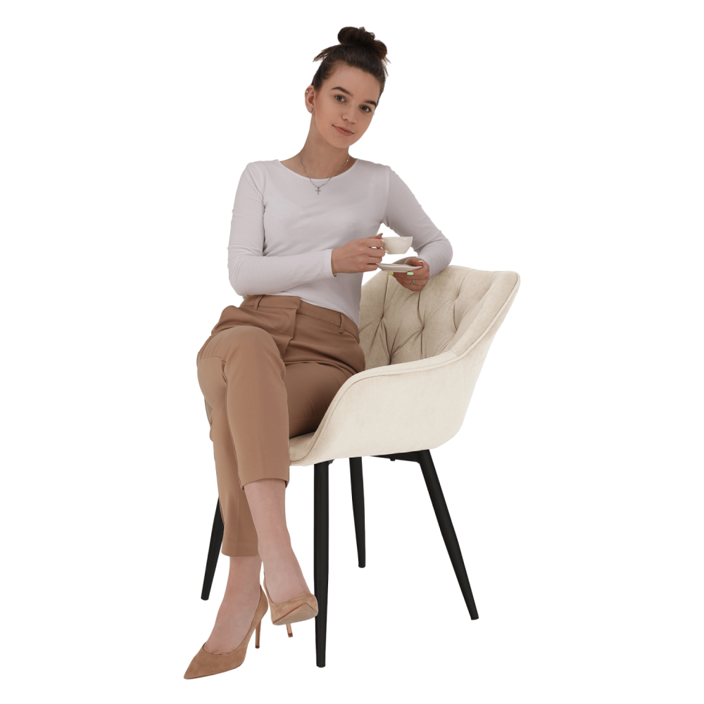 Designové křeslo, béžová Velvet látka, FEDRIS