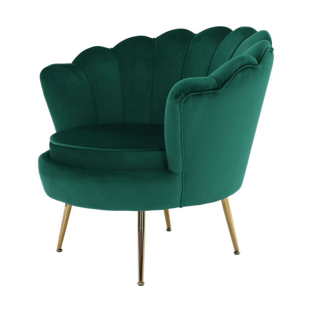 Křeslo ve stylu Art-deco, smaragdová Velvet látka / gold chrom-zlatý, NOBLIN