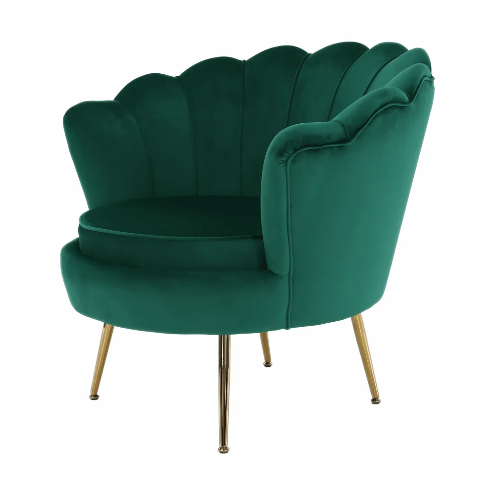 Křeslo ve stylu Art-deco, smaragdová Velvet látka / gold chrom-zlatý, NOBLIN