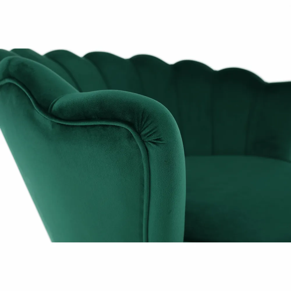 Křeslo ve stylu Art-deco, smaragdová Velvet látka / gold chrom-zlatý, NOBLIN