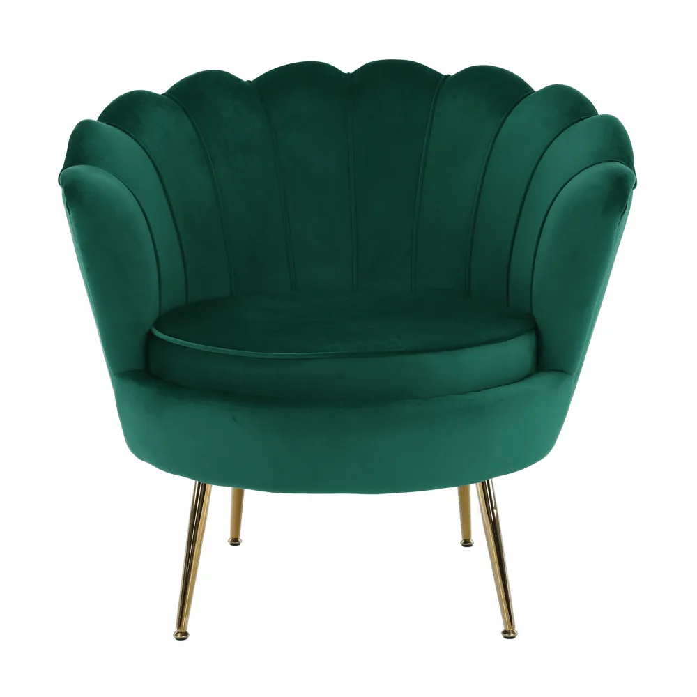 Křeslo ve stylu Art-deco, smaragdová Velvet látka / gold chrom-zlatý, NOBLIN