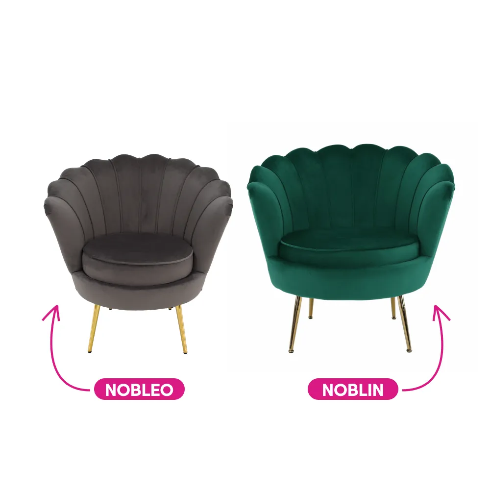 Křeslo ve stylu Art-deco, smaragdová Velvet látka / gold chrom-zlatý, NOBLIN