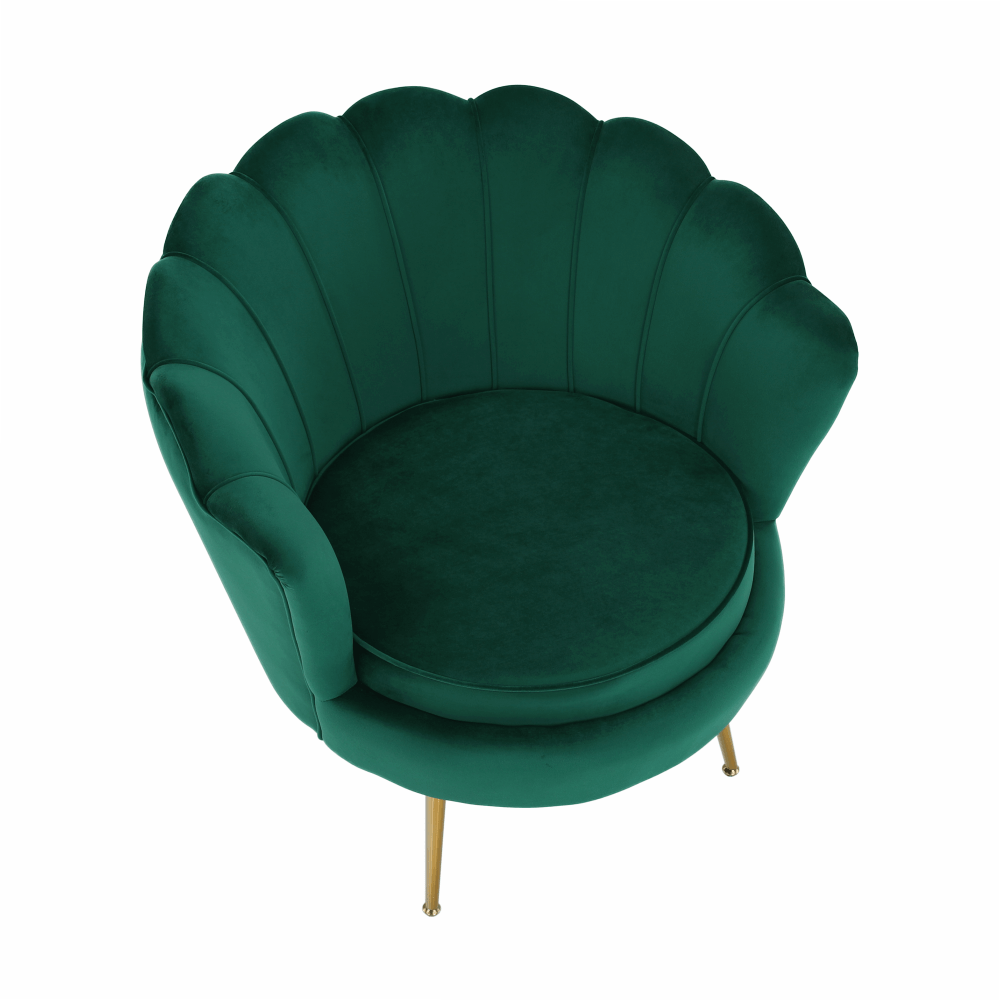 Křeslo ve stylu Art-deco, smaragdová Velvet látka / gold chrom-zlatý, NOBLIN