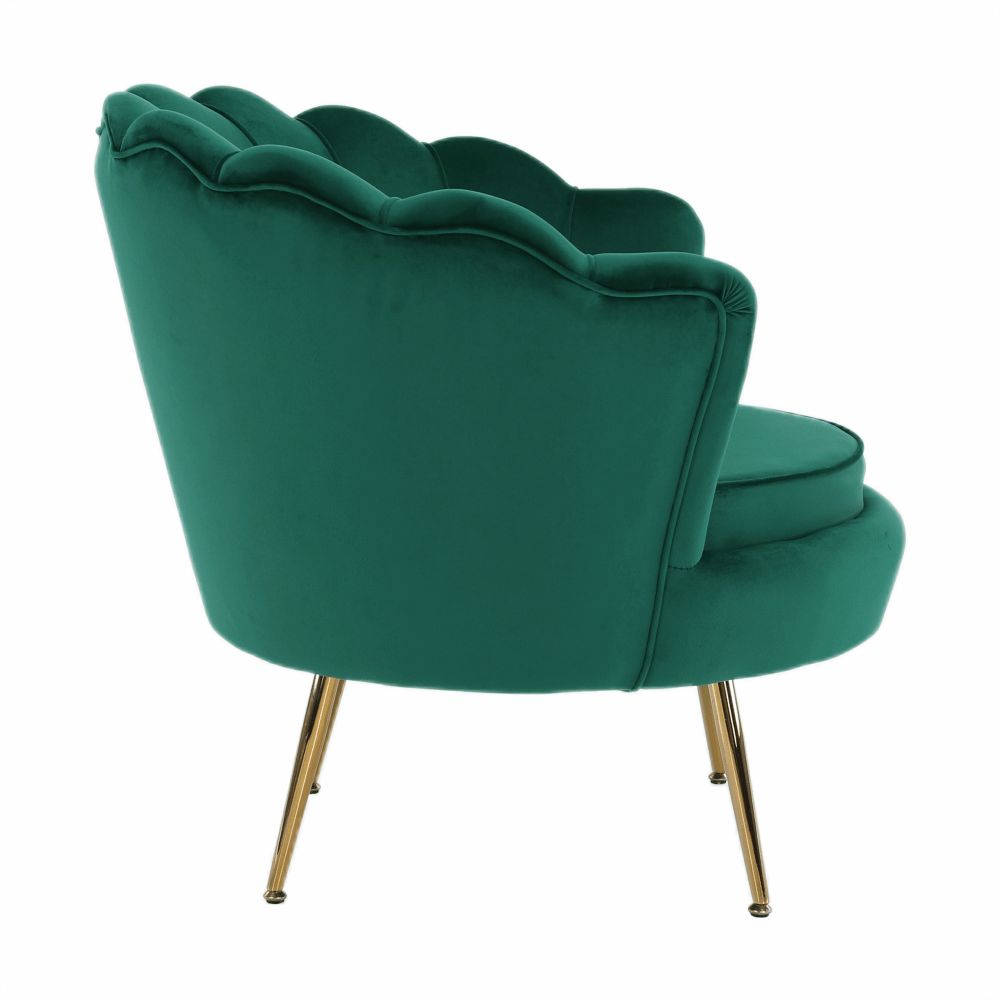 Křeslo ve stylu Art-deco, smaragdová Velvet látka / gold chrom-zlatý, NOBLIN