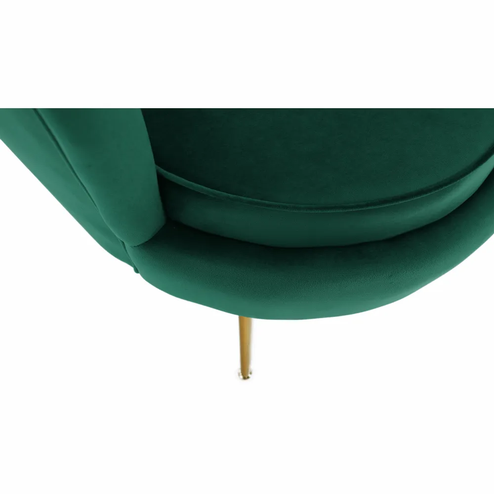 Křeslo ve stylu Art-deco, smaragdová Velvet látka / gold chrom-zlatý, NOBLIN