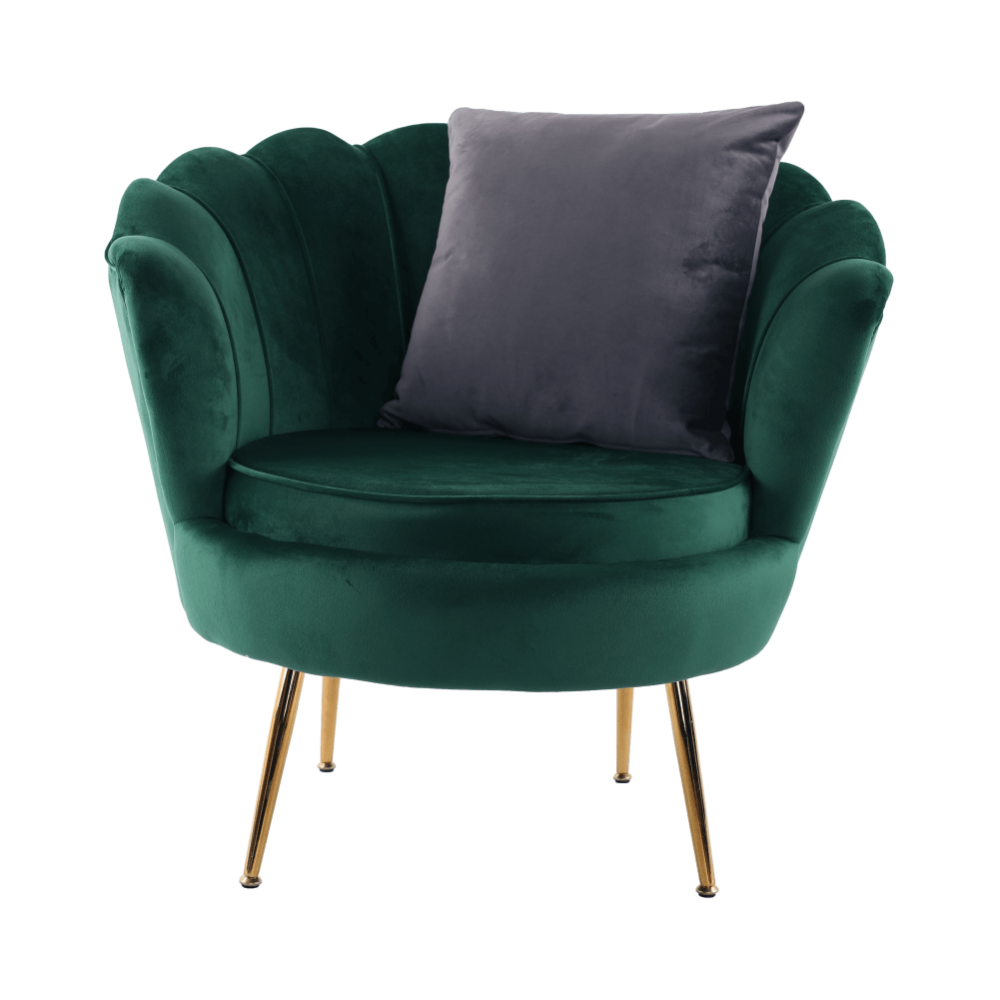 Křeslo ve stylu Art-deco, smaragdová Velvet látka / gold chrom-zlatý, NOBLIN