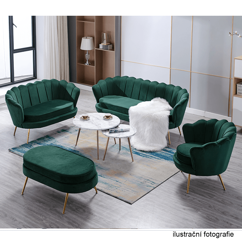 Křeslo ve stylu Art-deco, smaragdová Velvet látka / gold chrom-zlatý, NOBLIN