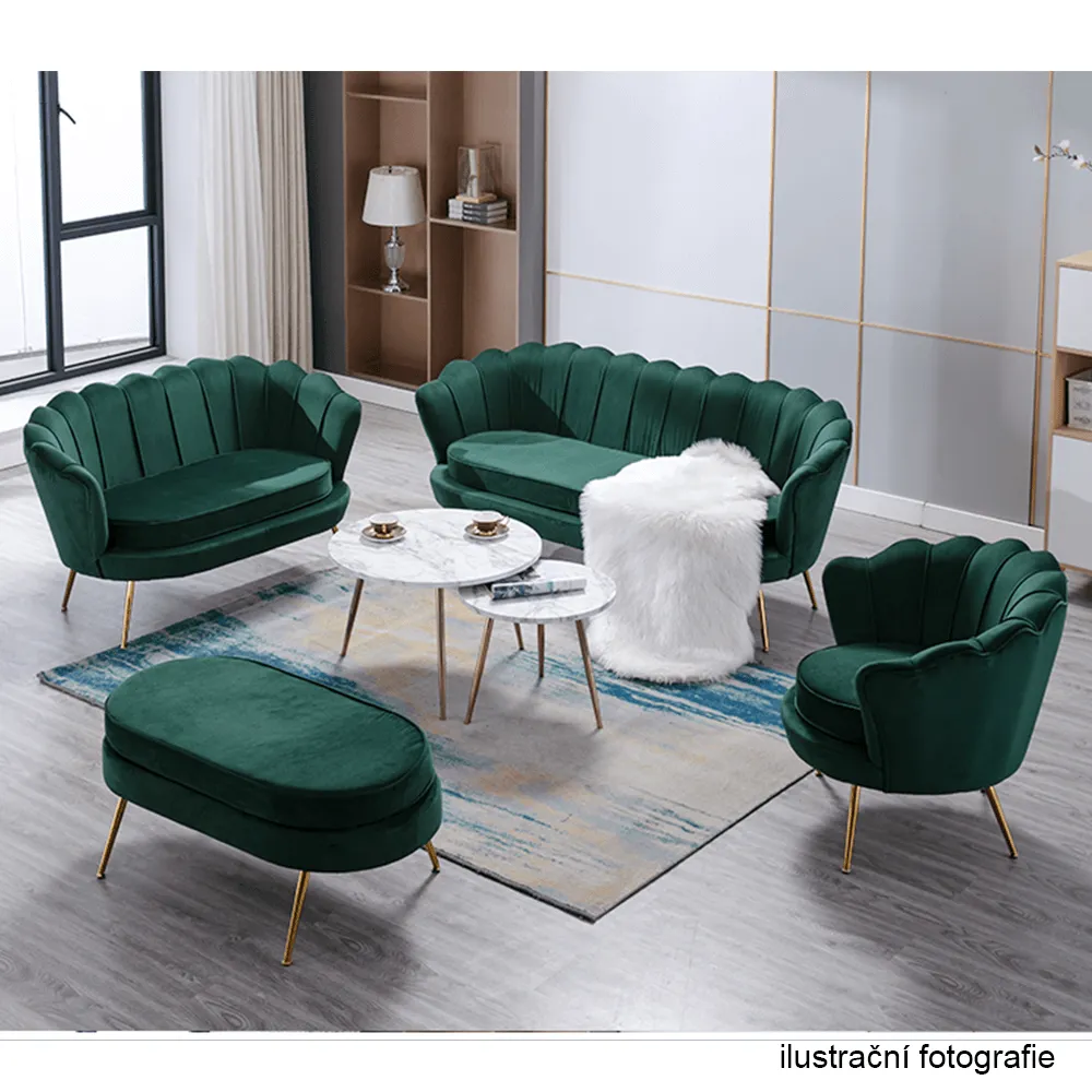 Křeslo ve stylu Art-deco, smaragdová Velvet látka / gold chrom-zlatý, NOBLIN