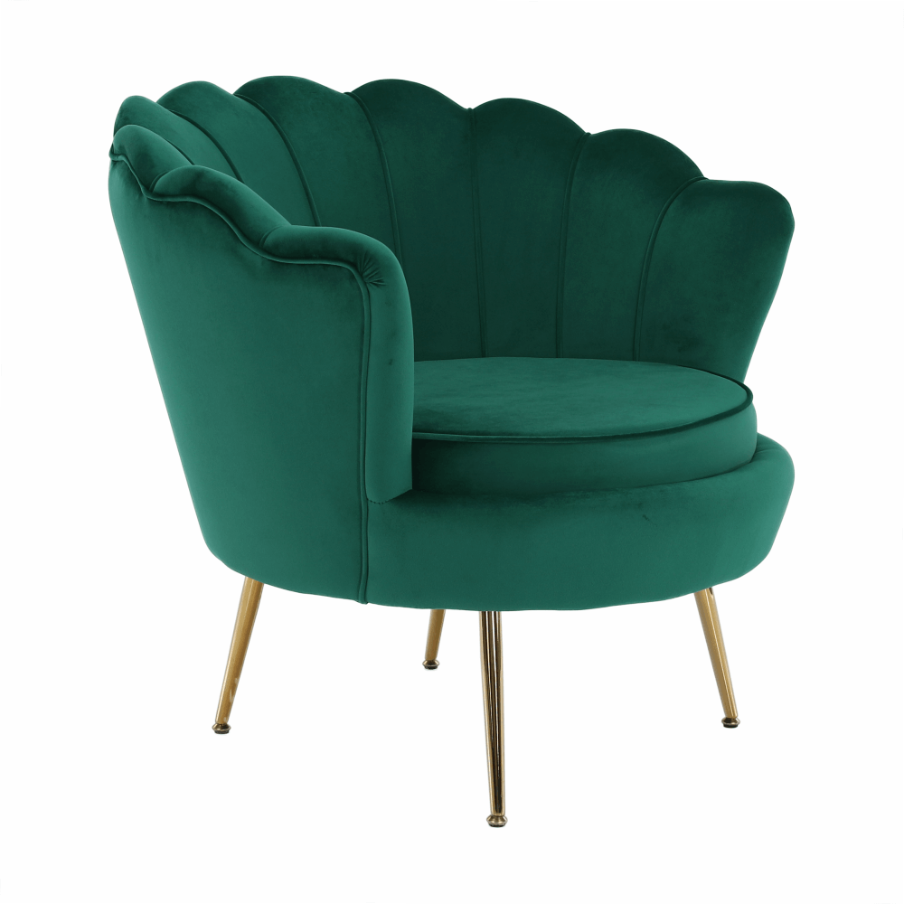 Křeslo ve stylu Art-deco, smaragdová Velvet látka / gold chrom-zlatý, NOBLIN