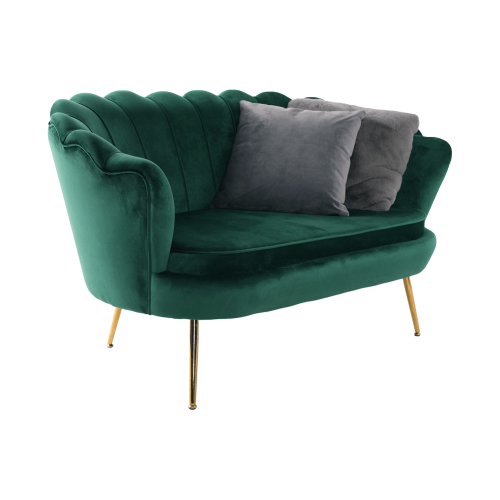 Lavice ve stylu Art-deco, smaragdová Velvet látka / gold chrom-zlatý, NOBLIN