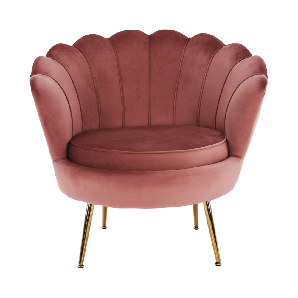 Křeslo ve stylu Art-deco, růžová Velvet látka / gold chrom-zlatý, NOBLIN
