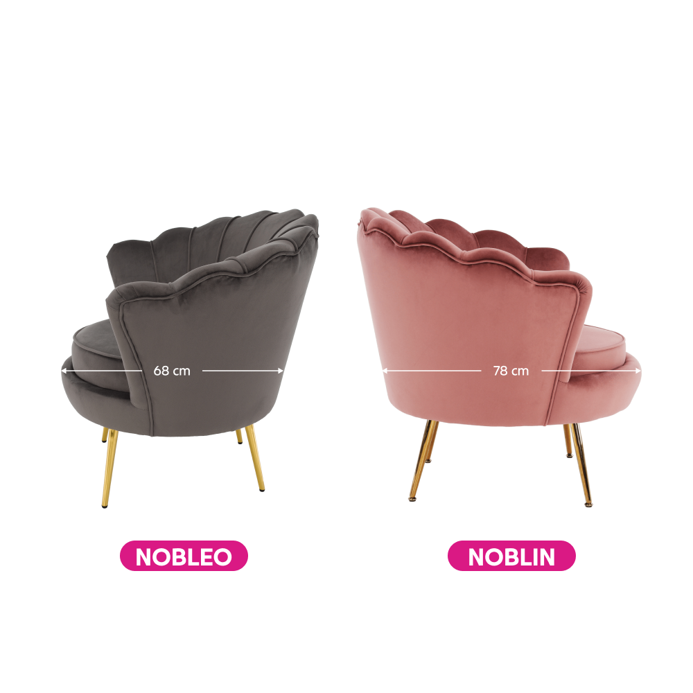 Křeslo ve stylu Art-deco, růžová Velvet látka / gold chrom-zlatý, NOBLIN