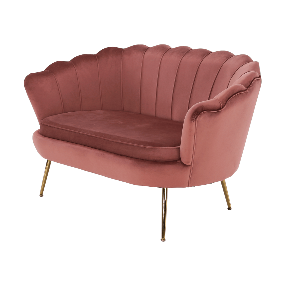 Lavice ve stylu Art-deco, růžová Velvet látka / gold chrom-zlatý, NOBLIN