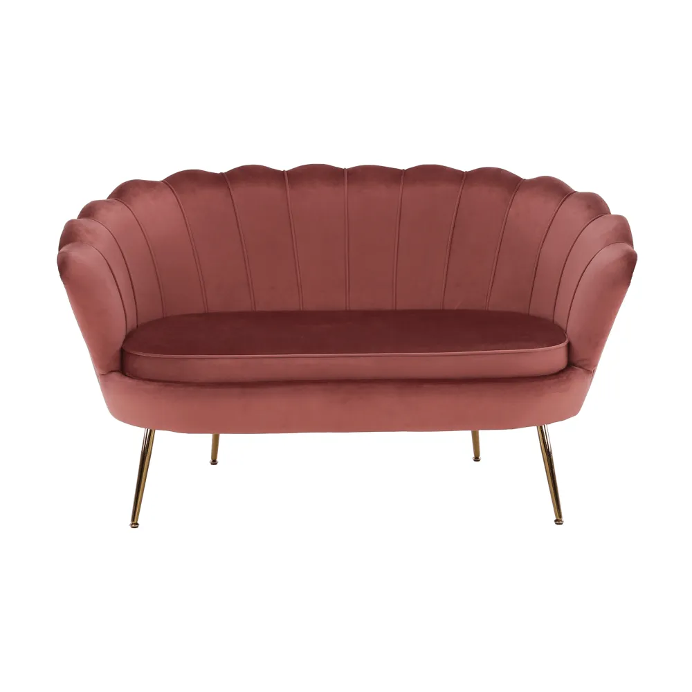 Lavice ve stylu Art-deco, růžová Velvet látka / gold chrom-zlatý, NOBLIN