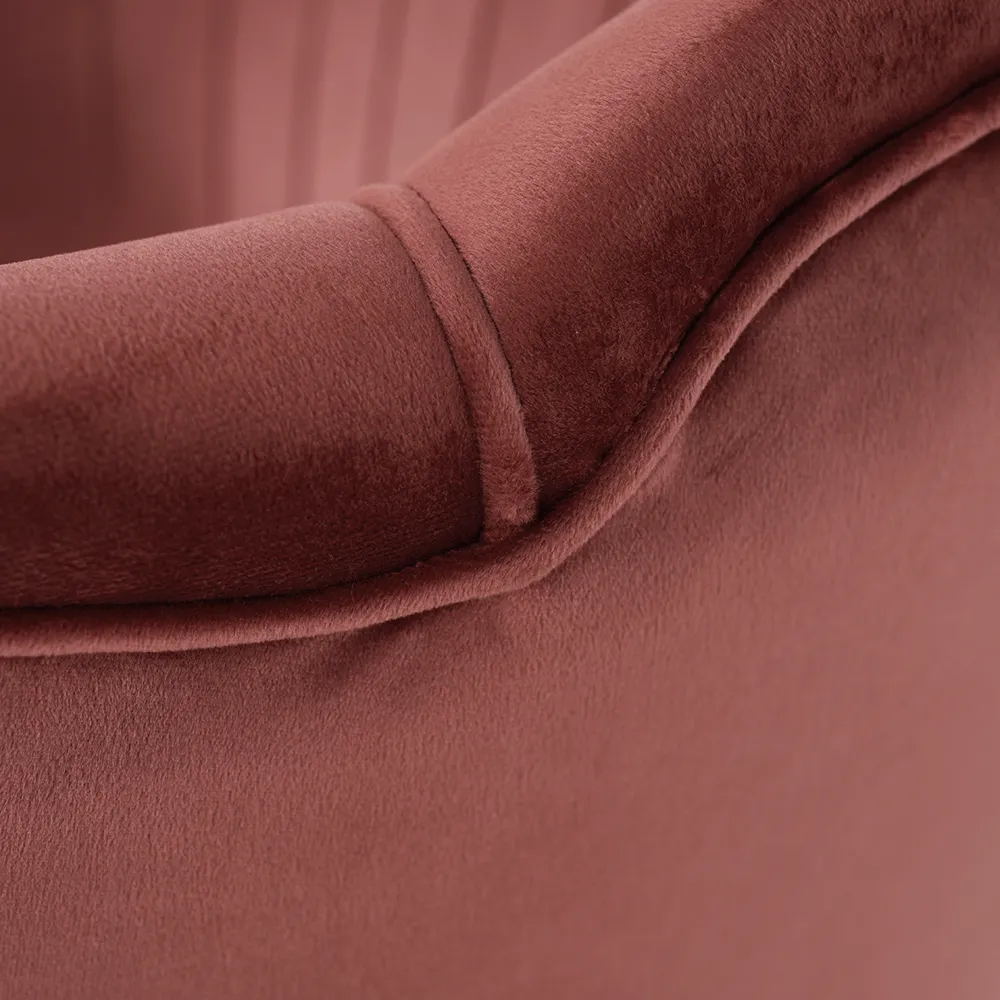 Lavice ve stylu Art-deco, růžová Velvet látka / gold chrom-zlatý, NOBLIN