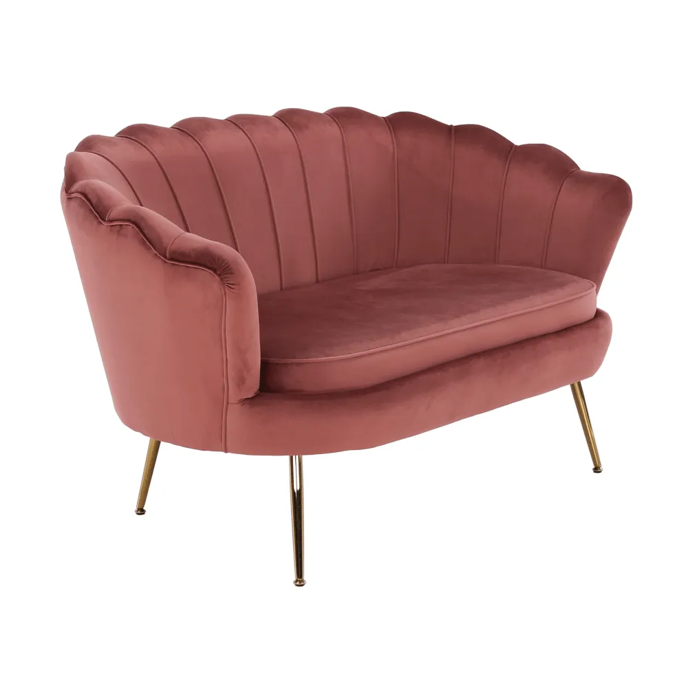 Lavice ve stylu Art-deco, růžová Velvet látka / gold chrom-zlatý, NOBLIN