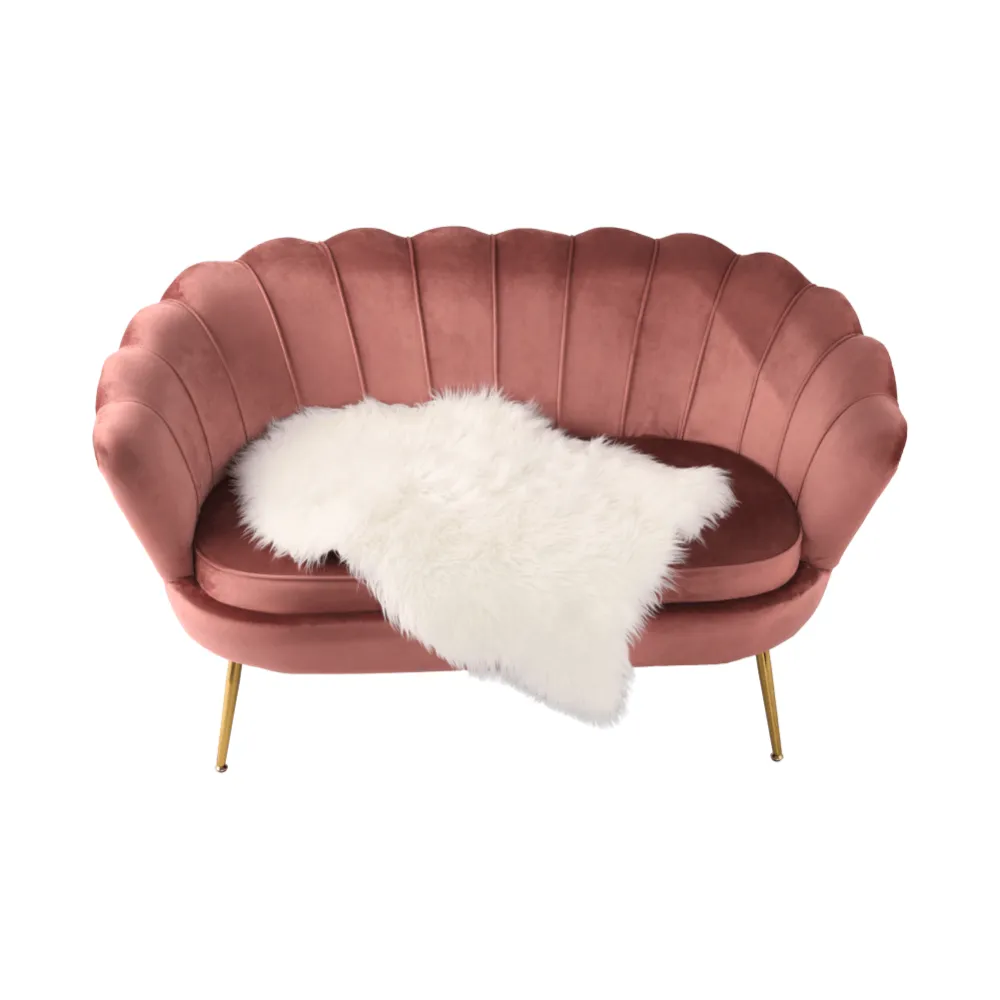 Lavice ve stylu Art-deco, růžová Velvet látka / gold chrom-zlatý, NOBLIN