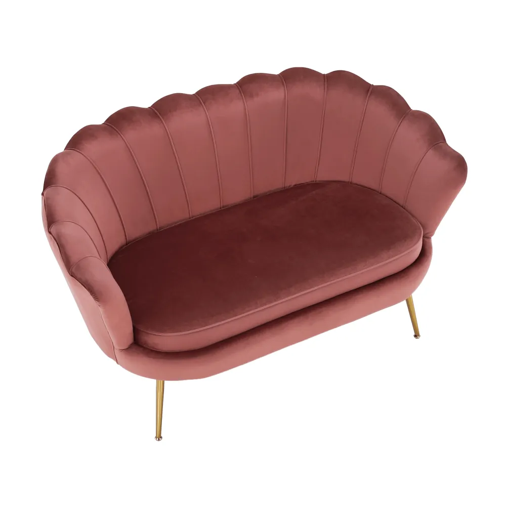 Lavice ve stylu Art-deco, růžová Velvet látka / gold chrom-zlatý, NOBLIN