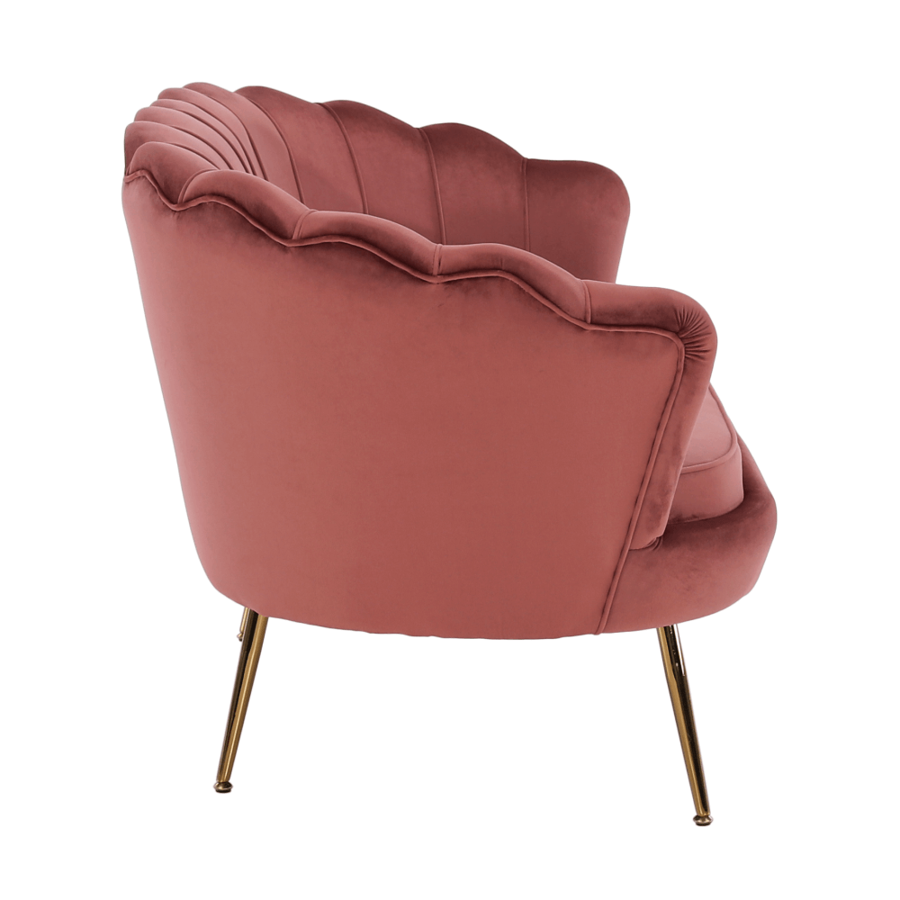 Lavice ve stylu Art-deco, růžová Velvet látka / gold chrom-zlatý, NOBLIN