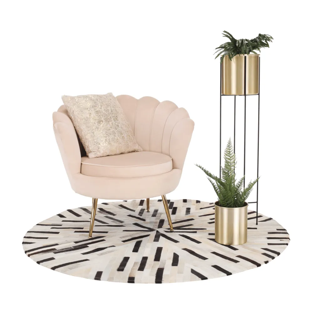 Křeslo ve stylu Art-deco, béžová Velvet látka / gold chrom-zlatý, NOBLIN