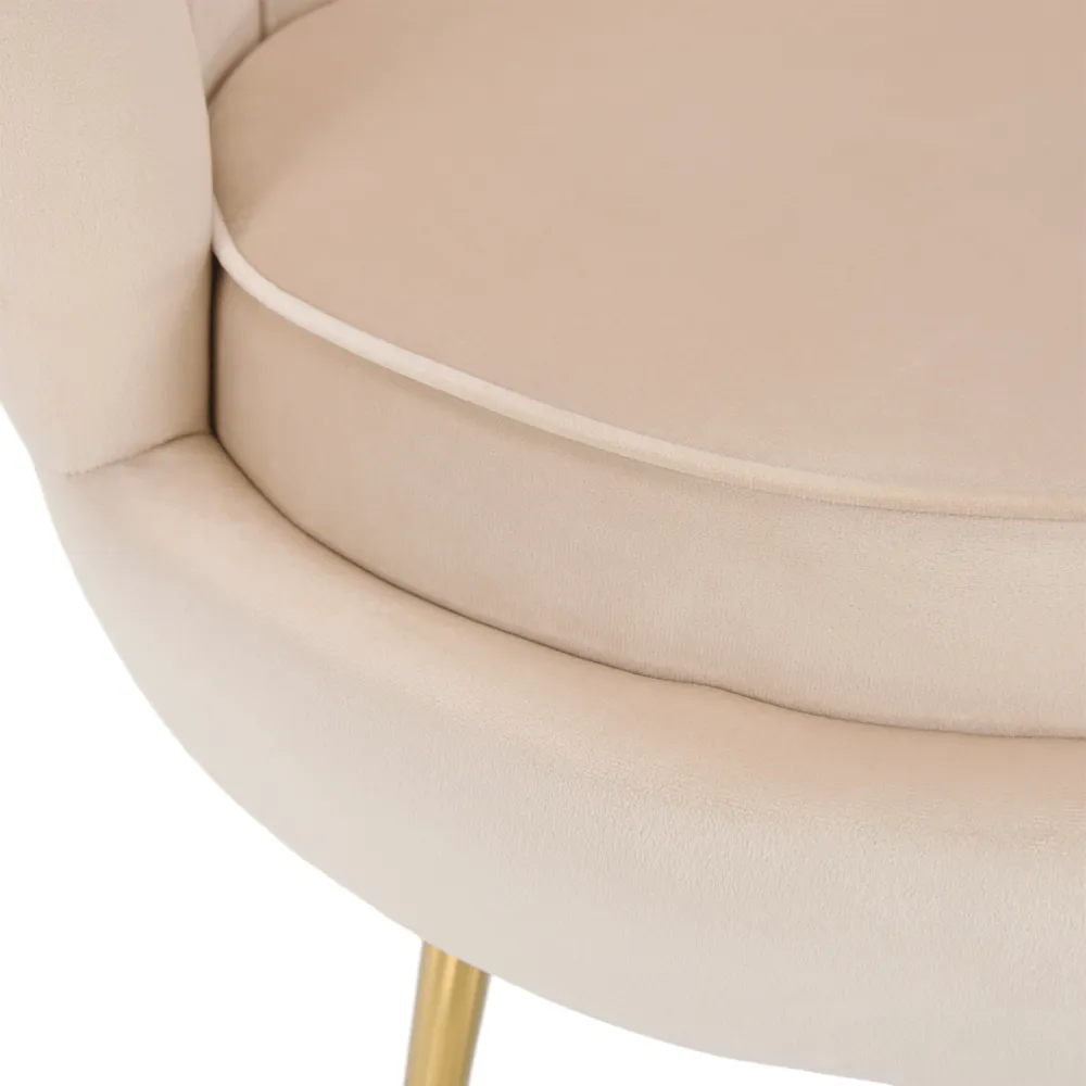 Křeslo ve stylu Art-deco, béžová Velvet látka / gold chrom-zlatý, NOBLIN