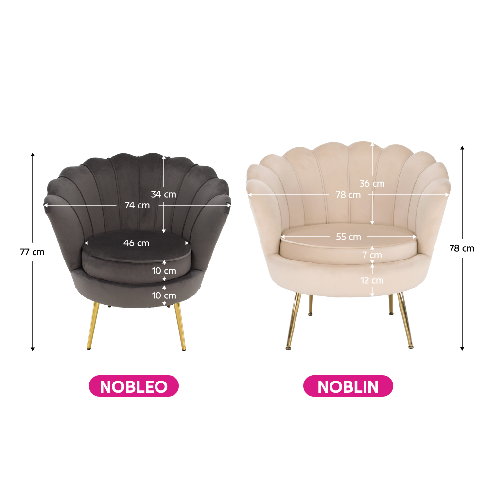 Křeslo ve stylu Art-deco, béžová Velvet látka / gold chrom-zlatý, NOBLIN