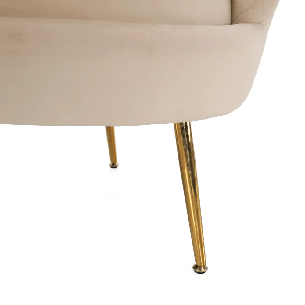 Lavice ve stylu Art-deco, béžová Velvet látka / gold chrom-zlatý, NOBLIN