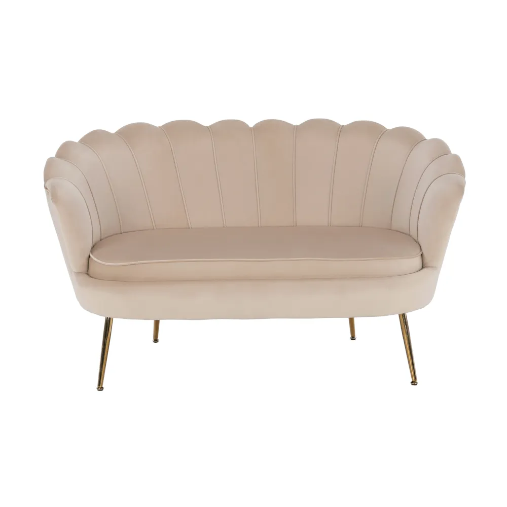 Lavice ve stylu Art-deco, béžová Velvet látka / gold chrom-zlatý, NOBLIN