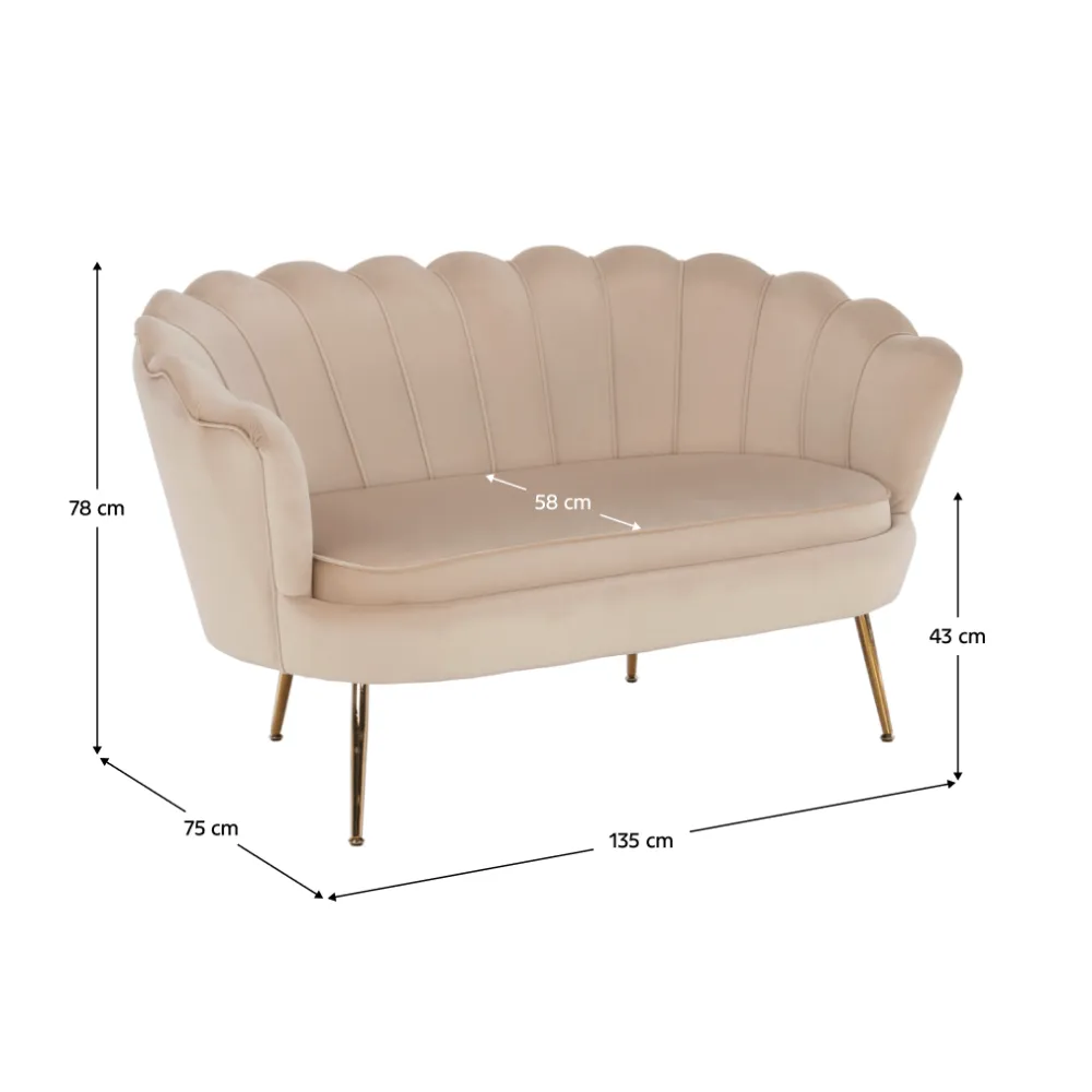 Lavice ve stylu Art-deco, béžová Velvet látka / gold chrom-zlatý, NOBLIN