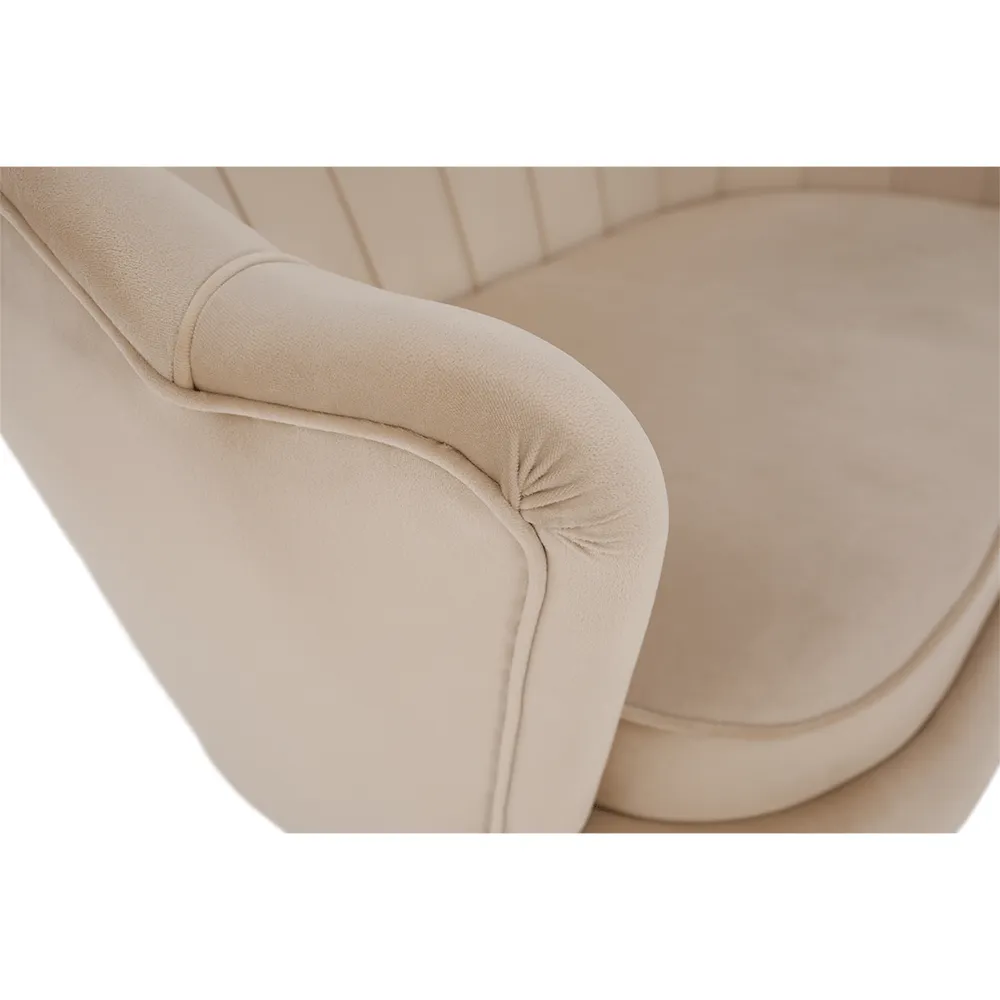 Lavice ve stylu Art-deco, béžová Velvet látka / gold chrom-zlatý, NOBLIN