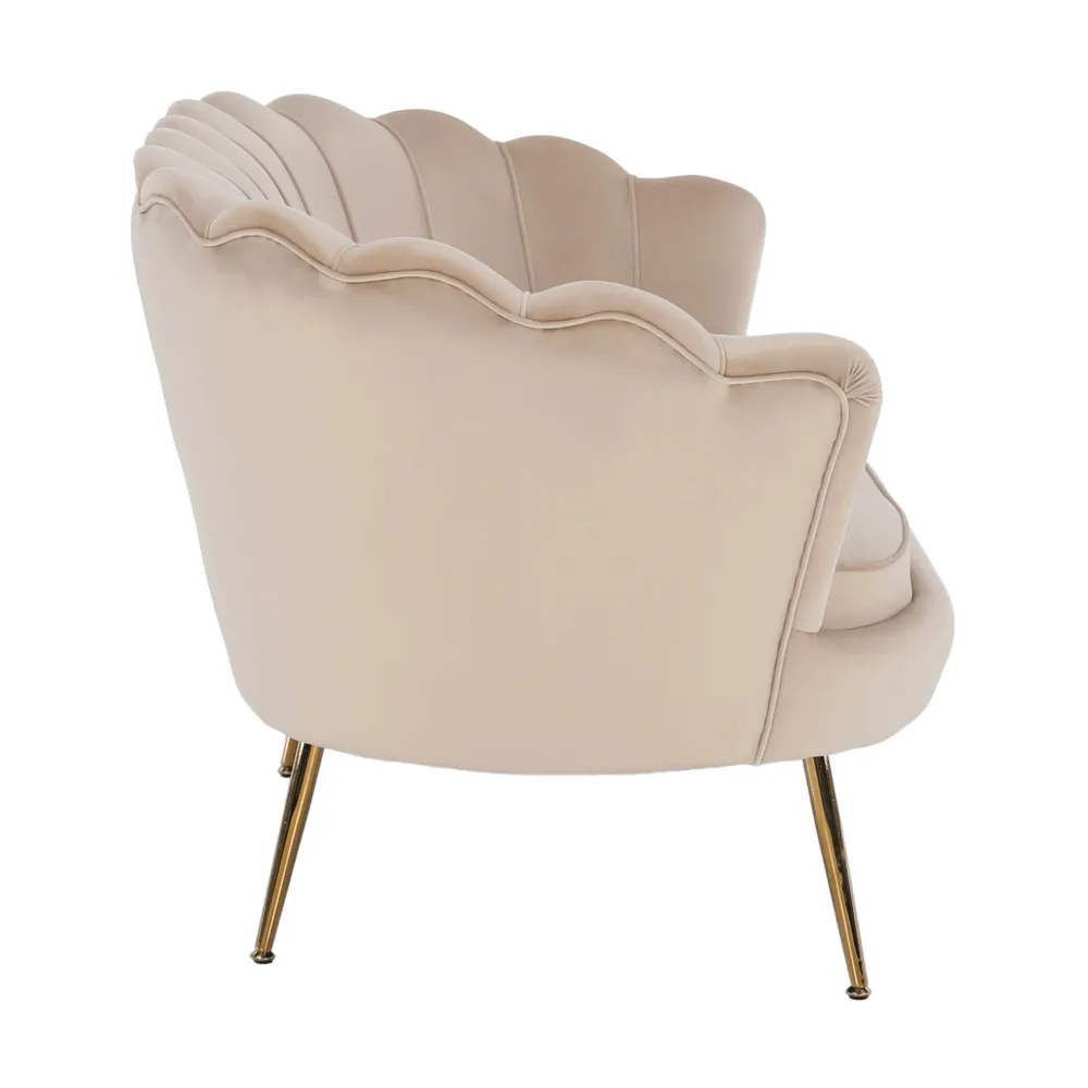 Lavice ve stylu Art-deco, béžová Velvet látka / gold chrom-zlatý, NOBLIN