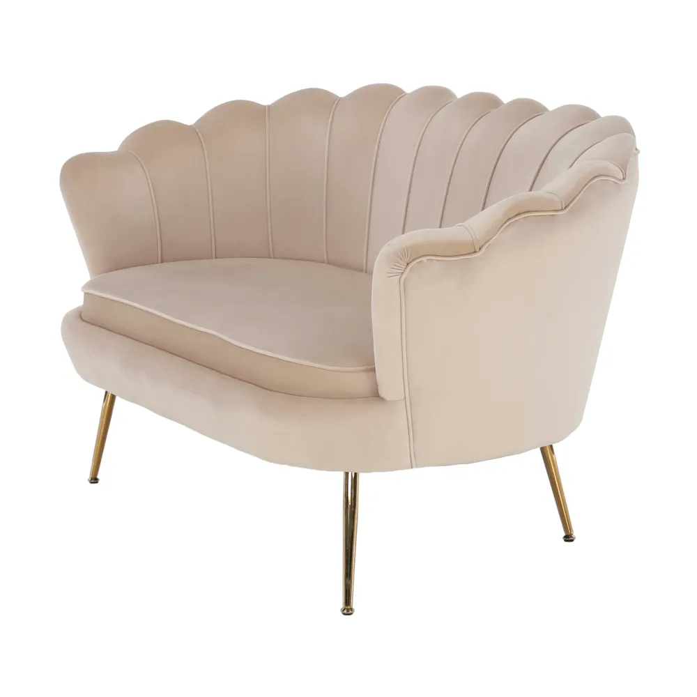 Lavice ve stylu Art-deco, béžová Velvet látka / gold chrom-zlatý, NOBLIN