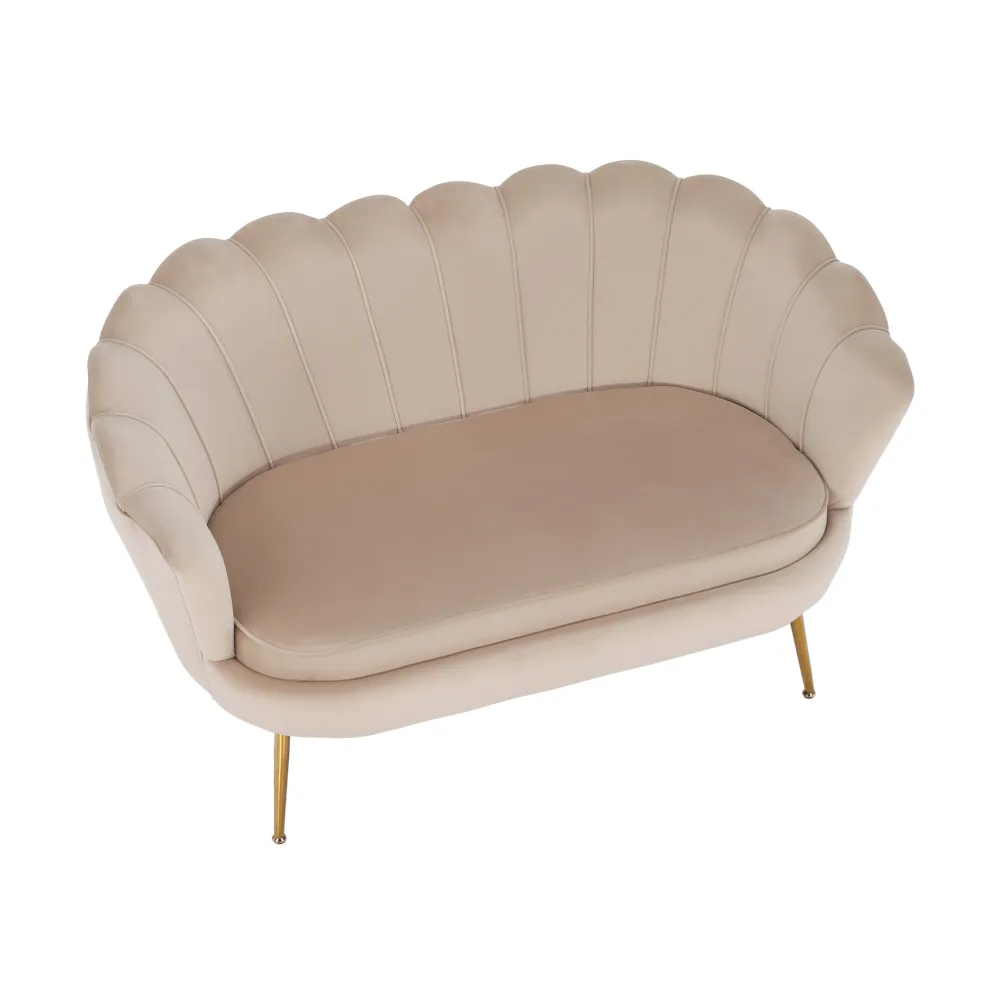 Lavice ve stylu Art-deco, béžová Velvet látka / gold chrom-zlatý, NOBLIN