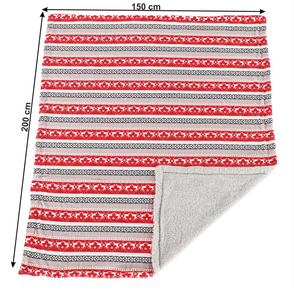 Oboustranná beránková deka, zimní motiv, 150x200, RENIFE