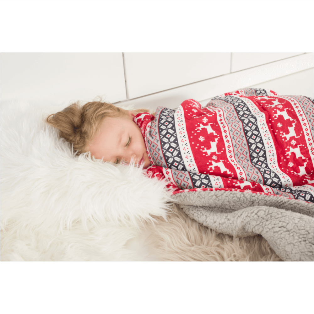 Oboustranná beránková deka, zimní motiv, 150x200, RENIFE