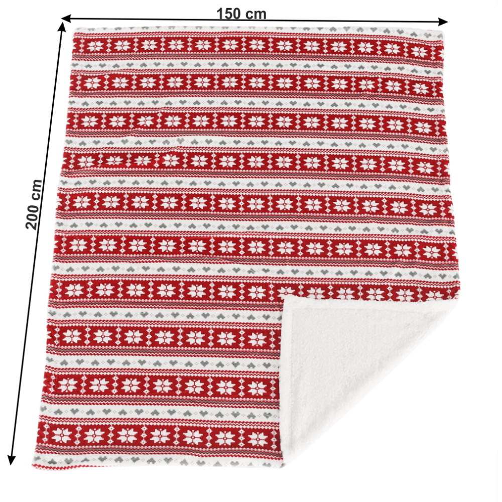 Oboustranná beránková deka, zimní vzor, 150x200, SAMANTE