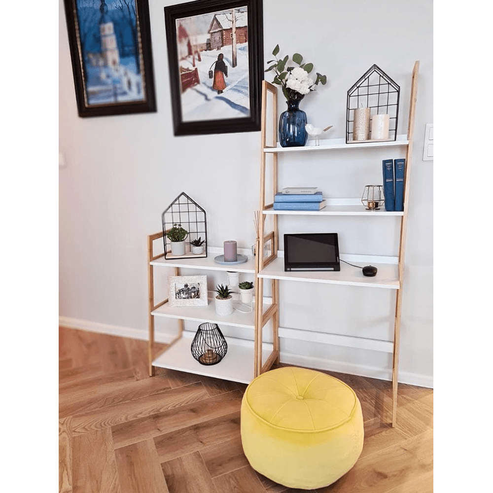 4-policový regál, bílá / přírodní, KOEN TYP 2