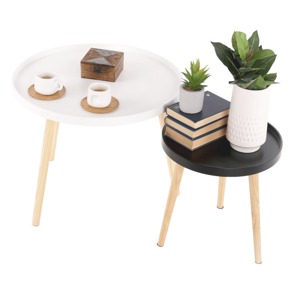 Příruční stolek, černá/přírodní, SANSE TYP 2