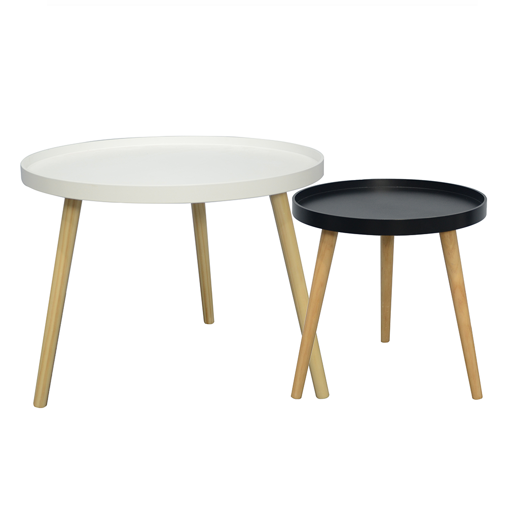 Příruční stolek, černá/přírodní, SANSE TYP 2