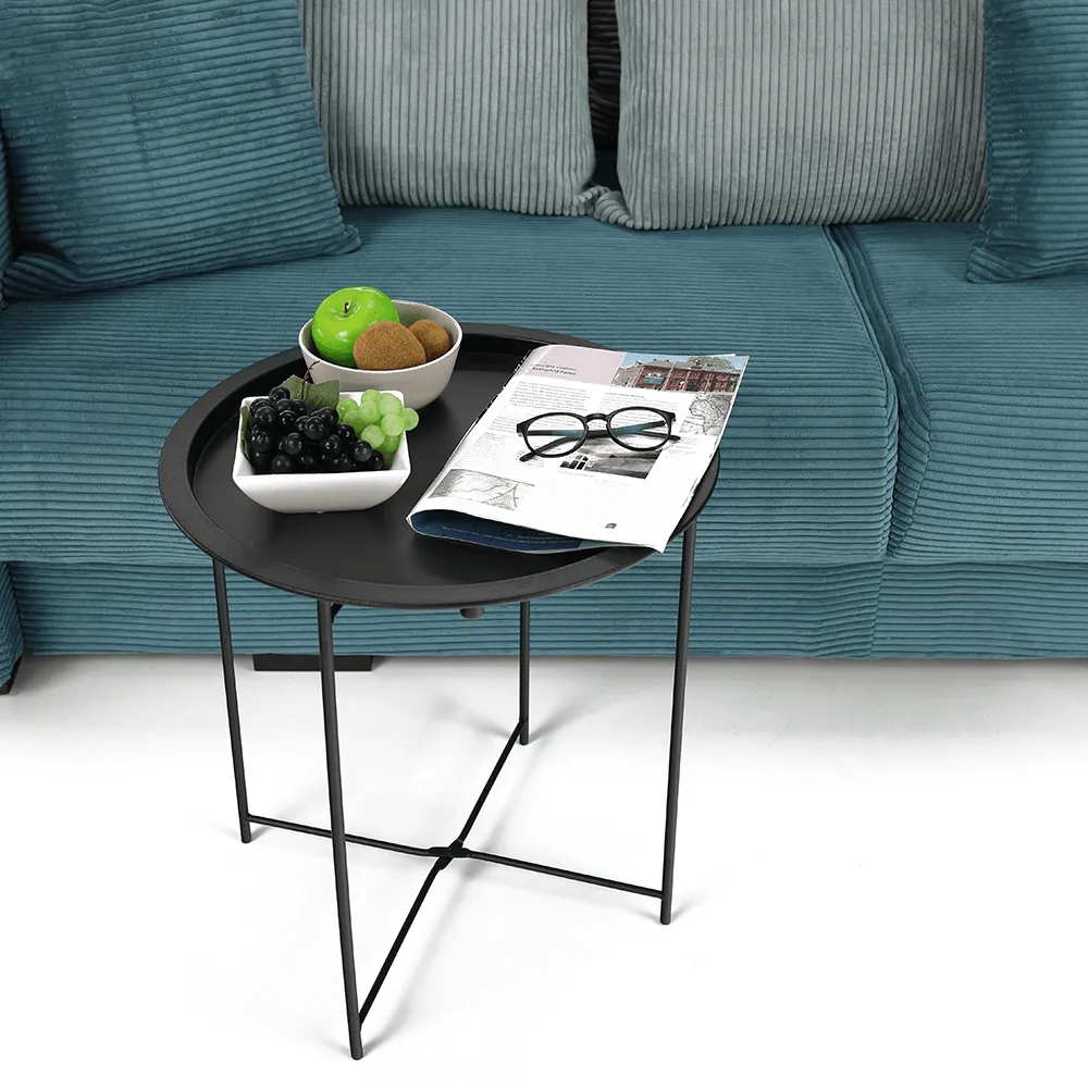 Příruční stolek s odnímatelnou tácem, černá, RENDER