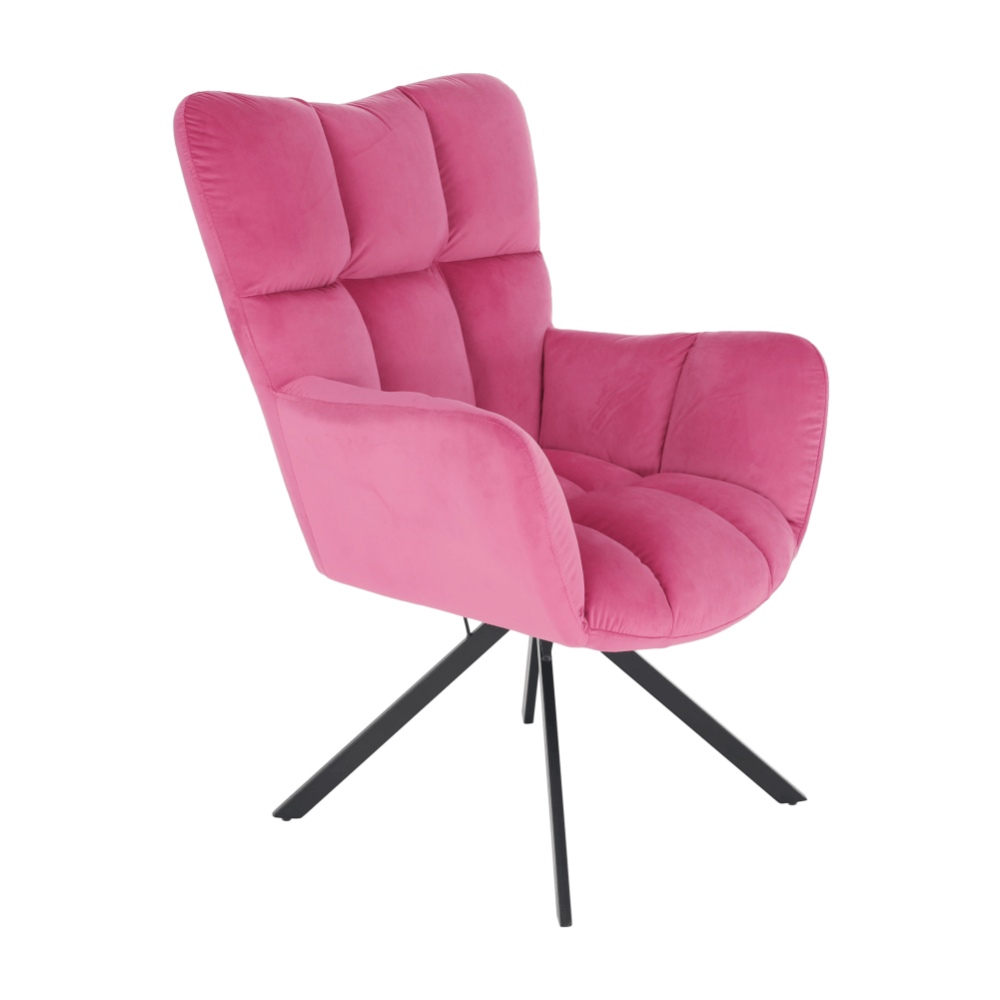 Designové otočné křeslo, růžová Velvet látka / černá, KOMODO