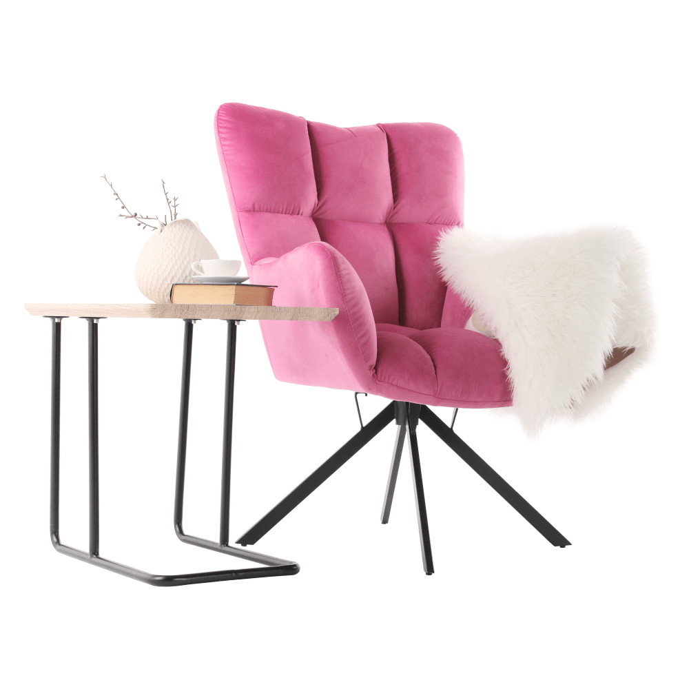 Designové otočné křeslo, růžová Velvet látka / černá, KOMODO