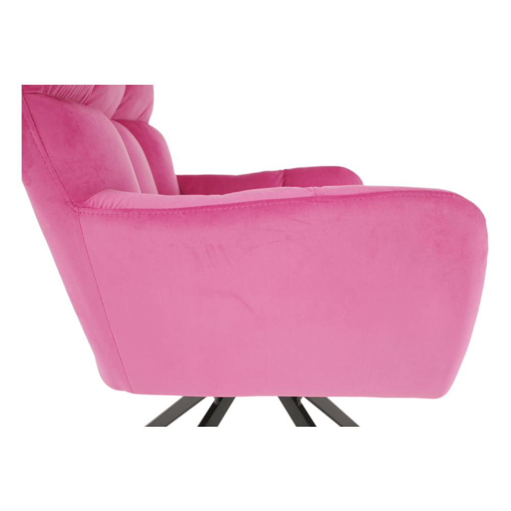 Designové otočné křeslo, růžová Velvet látka / černá, KOMODO