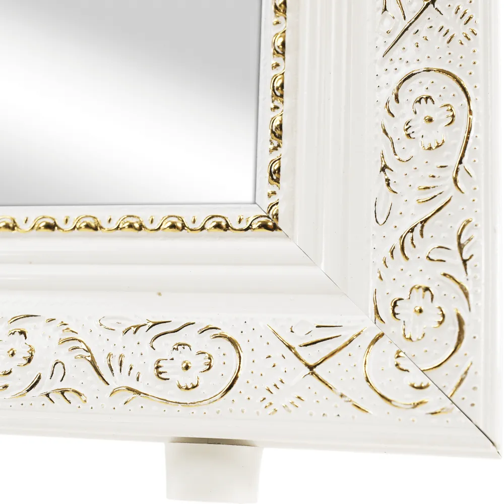 Stojanové zrcadlo, bílá/bílo zlatý ornament, LAVAL