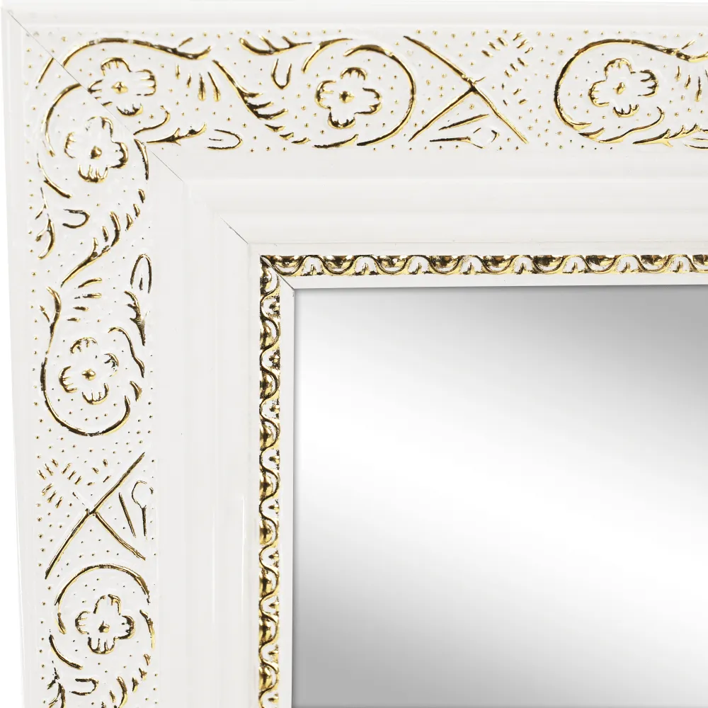 Stojanové zrcadlo, bílá/bílo zlatý ornament, LAVAL