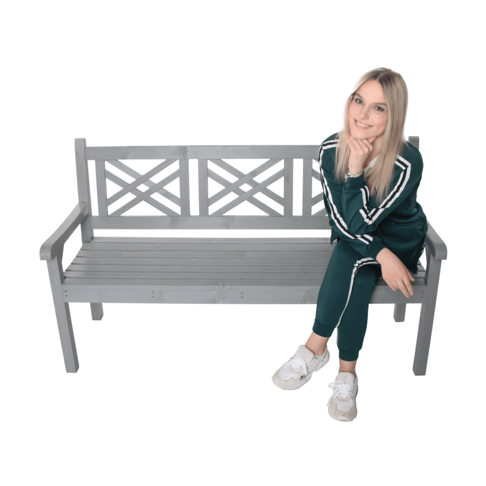 Dřevěná zahradní lavička, šedá, 150 cm, FABLA