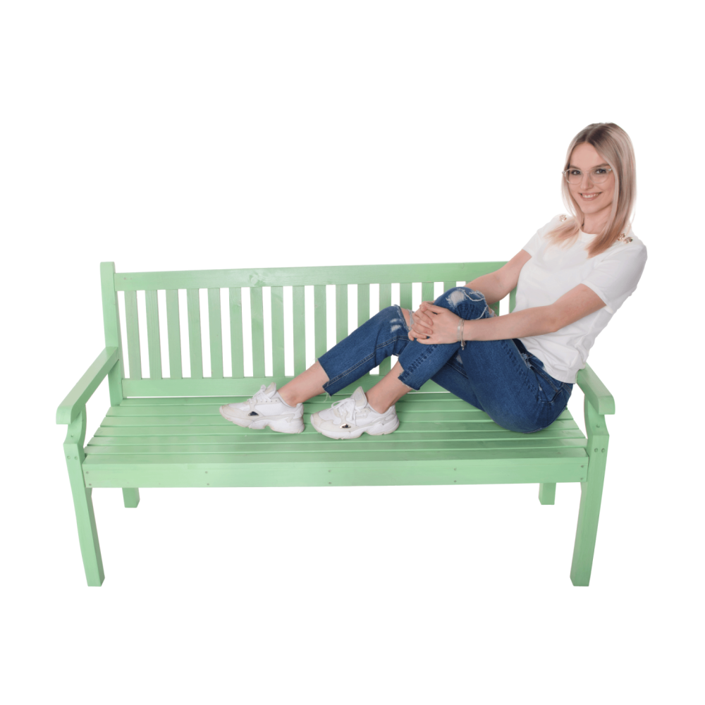 Dřevěná zahradní lavička, neo mint, 150 cm, KOLNA