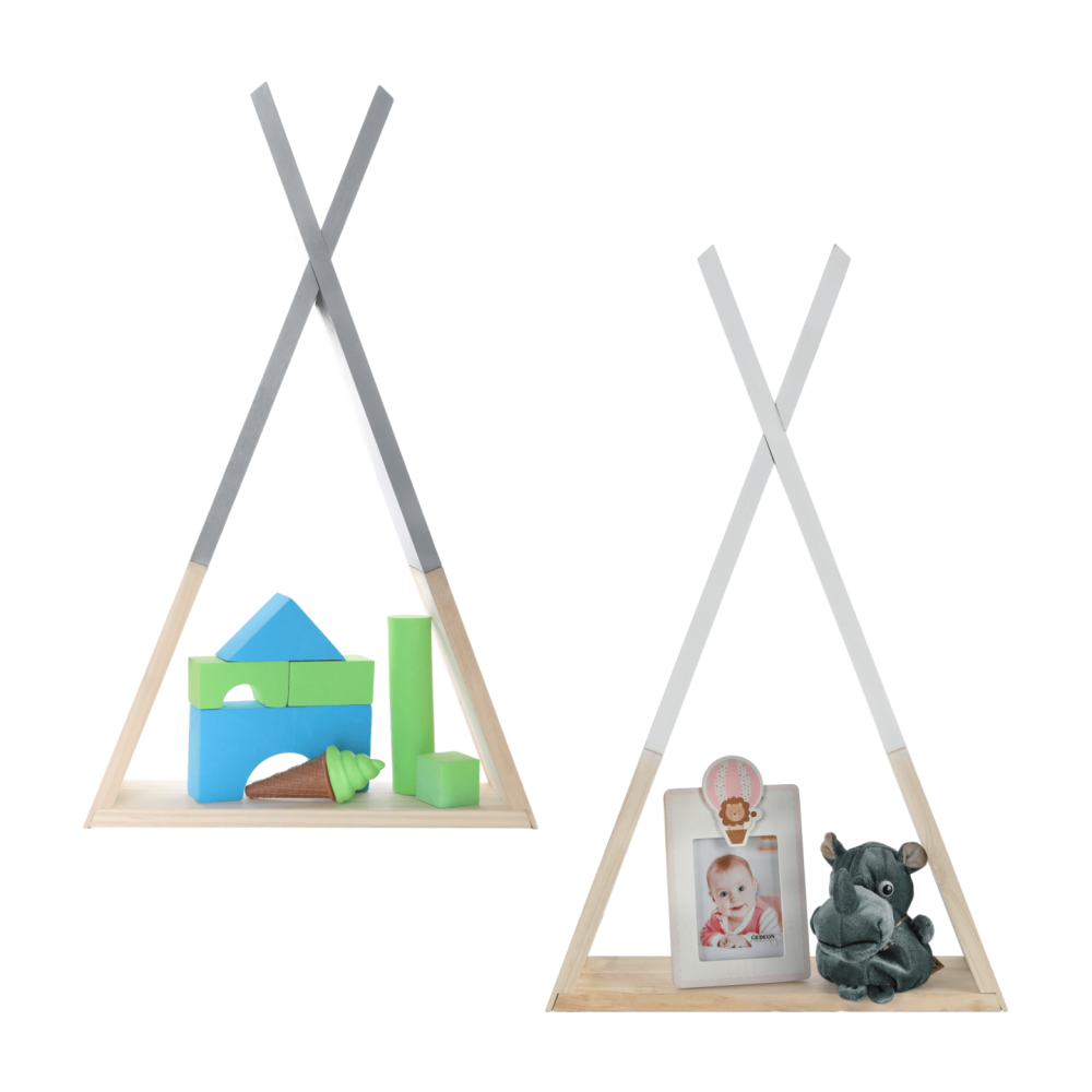 Dětská polička, šedá/přírodní, JOLI