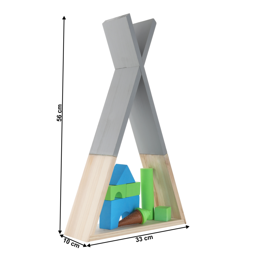 Dětská polička, šedá/přírodní, JOLI